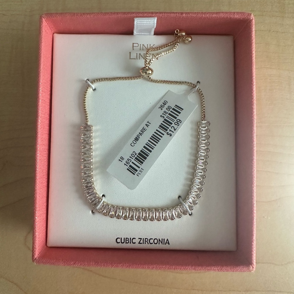 NIB Gold Bracelet with Cubic Zirconia